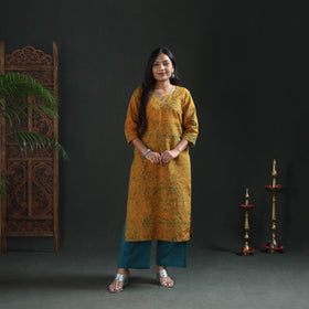 Hand Batik Print Cotton Straight Long Kurta for Women 08
