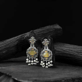 Yellow - saanjh bela swan oxidised earrings - handcrafted