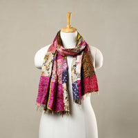 Multicolor - Reversible Patchwork Silk Bengal Kantha Stitch Stole 104