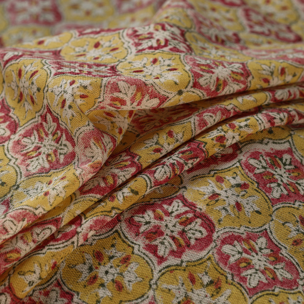 Multicolor - Sanganeri Block Print Pure Wool Fabric 13