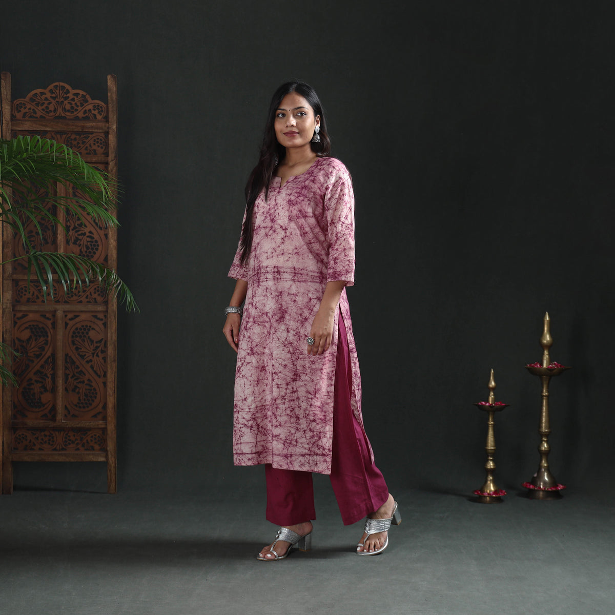 Hand Batik Print Cotton Straight Long Kurta for Women 12
