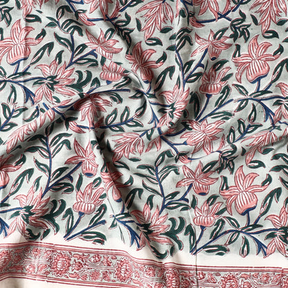 Grey - Sanganeri Block Printed Cotton Precut Fabric