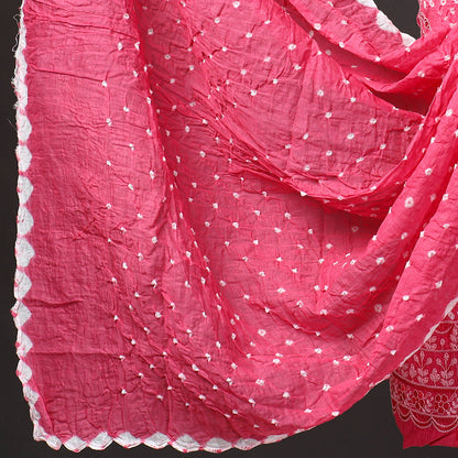3pc Kutch Bandhani Tie-Dye Satin Cotton Suit Material Set 208
