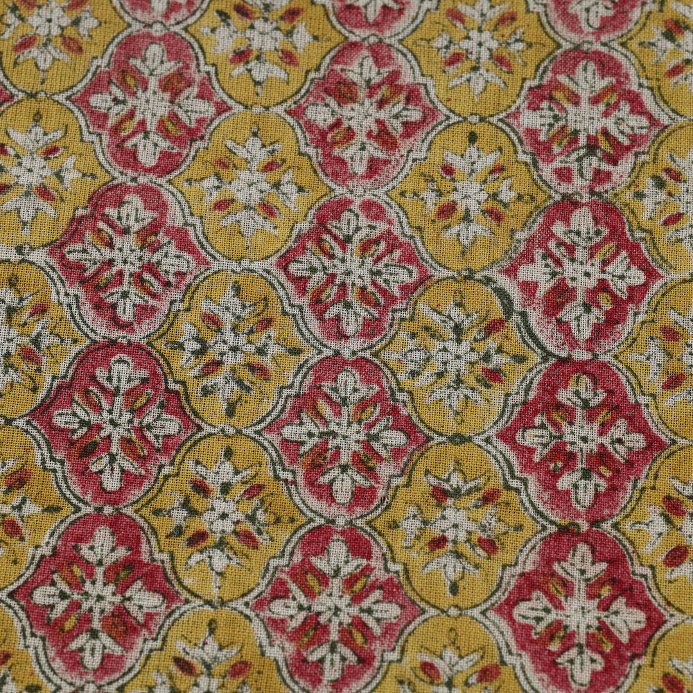 Multicolor - Sanganeri Block Print Pure Wool Fabric 13