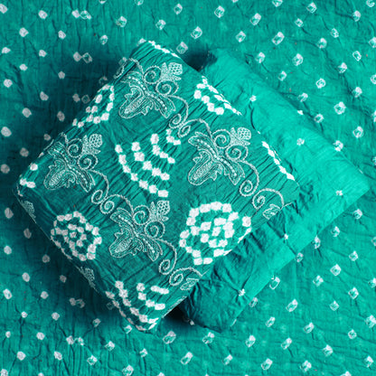 3pc Kutch Bandhani Tie-Dye Satin Cotton Suit Material Set 207