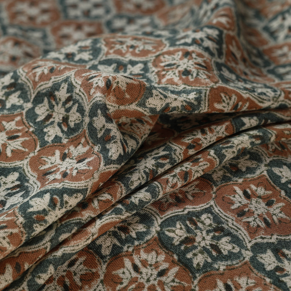 Multicolor - Sanganeri Block Print Pure Wool Fabric 14