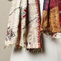 Multicolor - Reversible Patchwork Silk Bengal Kantha Stitch Stole 115