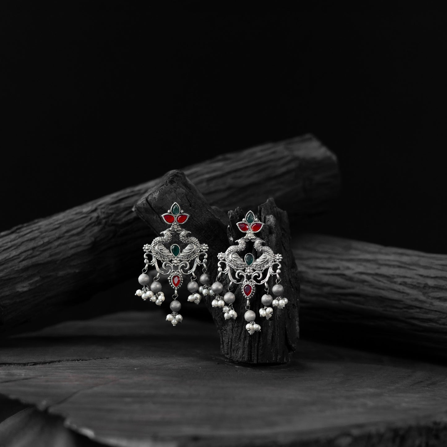Multicolor - saanjh bela mayura oxidised earrings