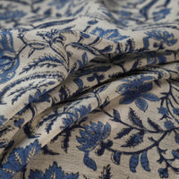 Blue - Sanganeri Block Print Pure Wool Fabric 15