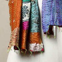 Multicolor - Reversible Patchwork Silk Bengal Kantha Stitch Stole 120