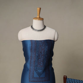 Bagh Hand Block Print Natural Dyed Chanderi Silk 3pc Unstitched Dress Material Suit Set 19