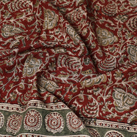 Red - Pedana Kalamkari Block Printed Natural Dyed Cotton Scarf 26