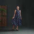 Pochampally Ikat Cotton Sleeveless Buttoned Down Long Dress for Women 15