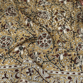 Yellow Pedana Kalamkari Block Printed Natural Dyed Cotton Scarf 