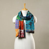 Multicolor - Reversible Patchwork Silk Bengal Kantha Stitch Stole 127