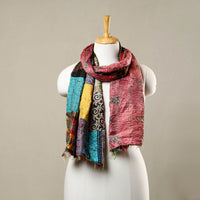 Multicolor - Reversible Patchwork Silk Bengal Kantha Stitch Stole 129