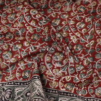 Red - Pedana Kalamkari Block Printed Natural Dyed Cotton Scarf 34