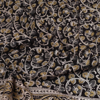 Black - Pedana Kalamkari Block Printed Natural Dyed Cotton Scarf 35