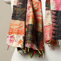 Multicolor - Reversible Patchwork Silk Bengal Kantha Stitch Stole 132