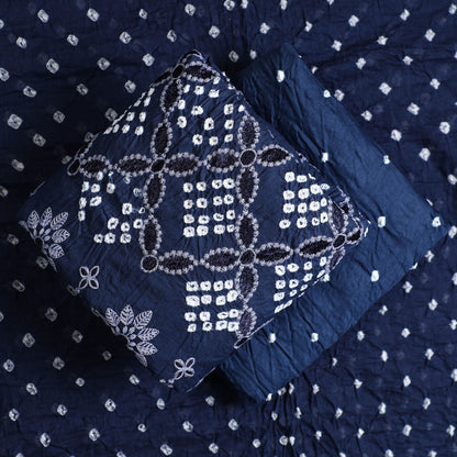 3pc Kutch Bandhani Tie-Dye Satin Cotton Suit Material Set 213