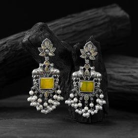 Yellow - saanjh bela nandi oxidised earrings - handcrafted
