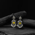 Yellow - saanjh bela nandi oxidised earrings - handcrafted
