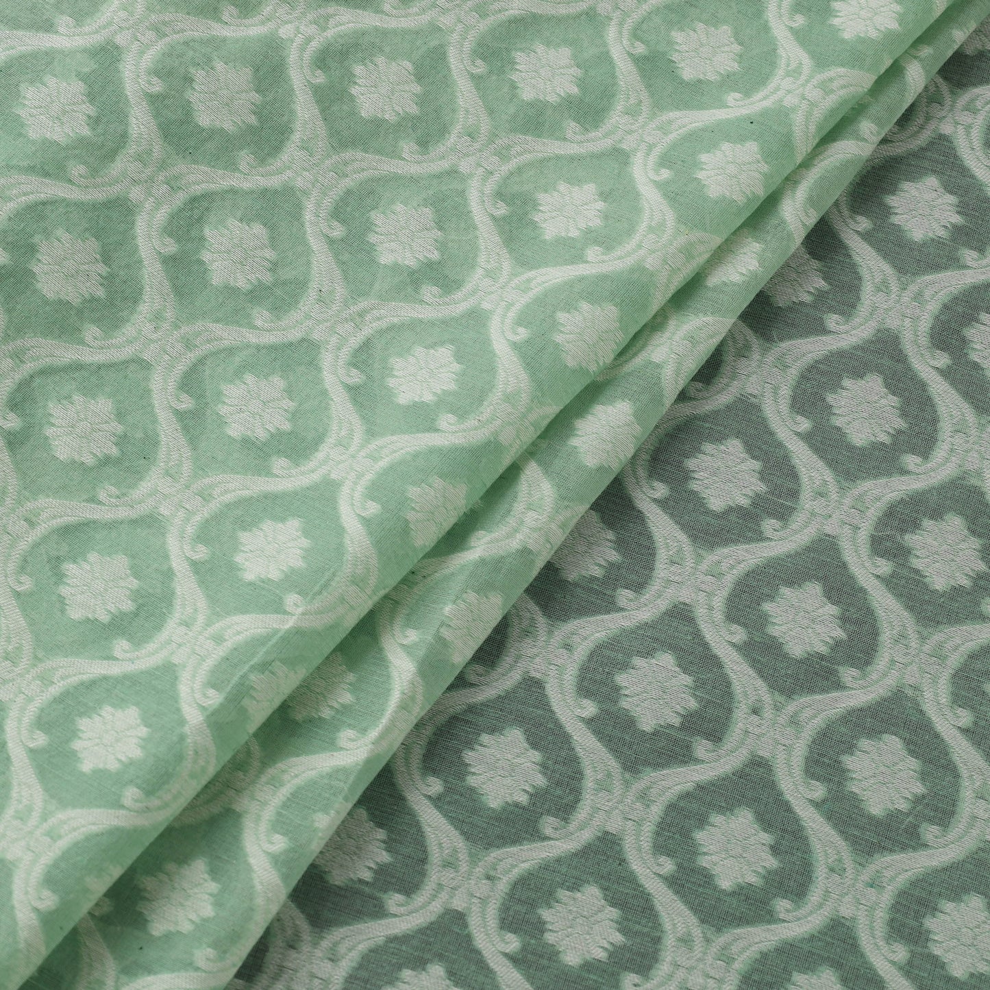 Banarasi Handwoven Cutwork Buti Cotton Fabric 11