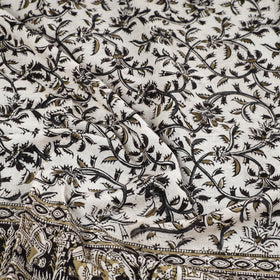 Beige Pedana Kalamkari Block Printed Natural Dyed Cotton Scarf