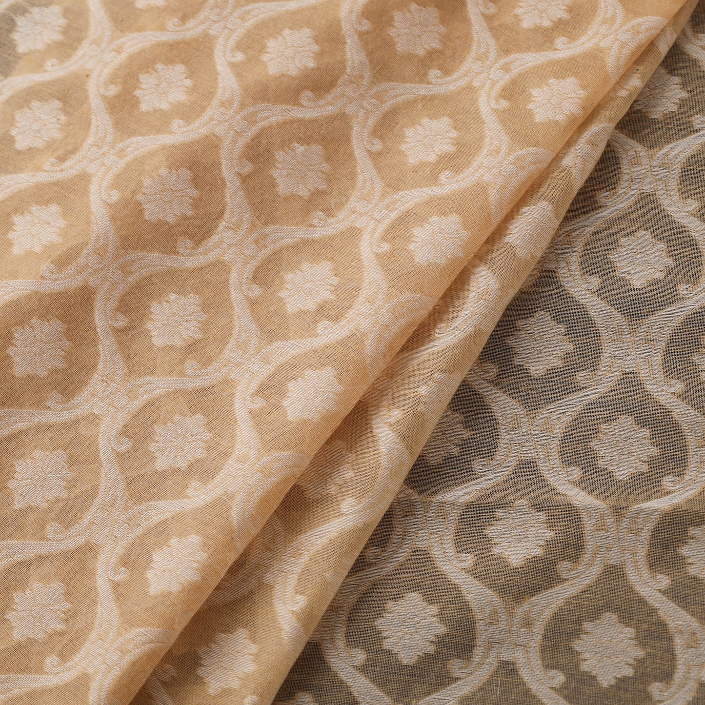 Banarasi Handwoven Cutwork Buti Cotton Fabric 12
