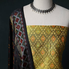 Pochampally Ikat Handwoven Pure Silk 2pc Unstitched Dress Material Kurta Set 02