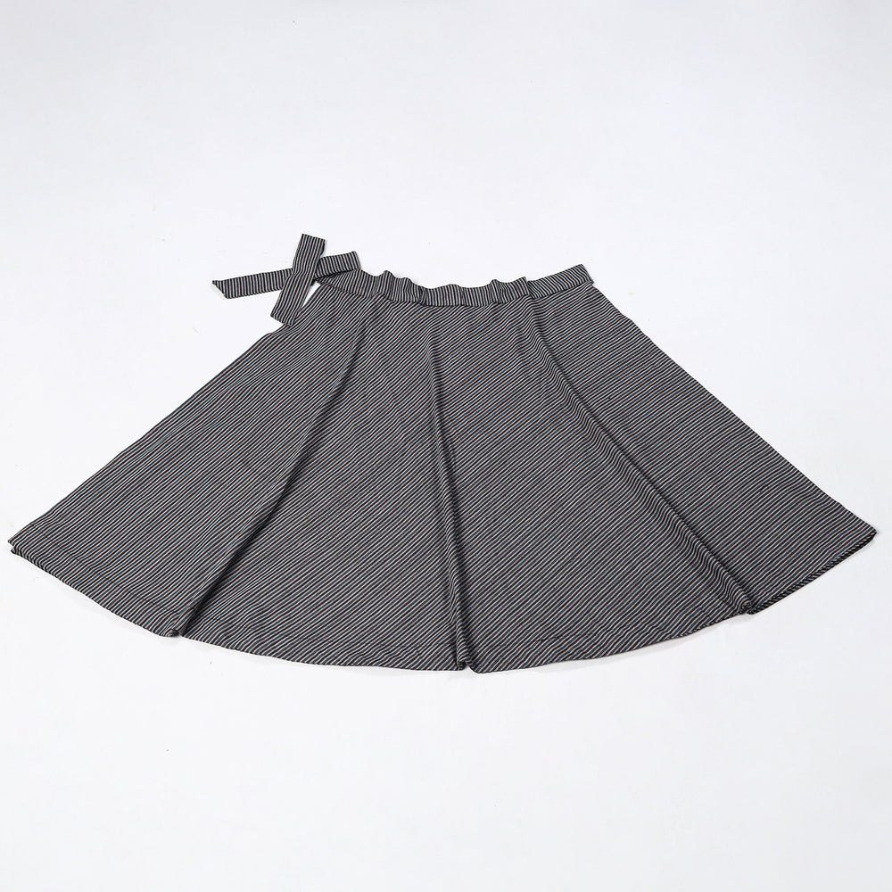 Black - Jhiri Handloom Cotton Wrap Around Plain Skirt 05