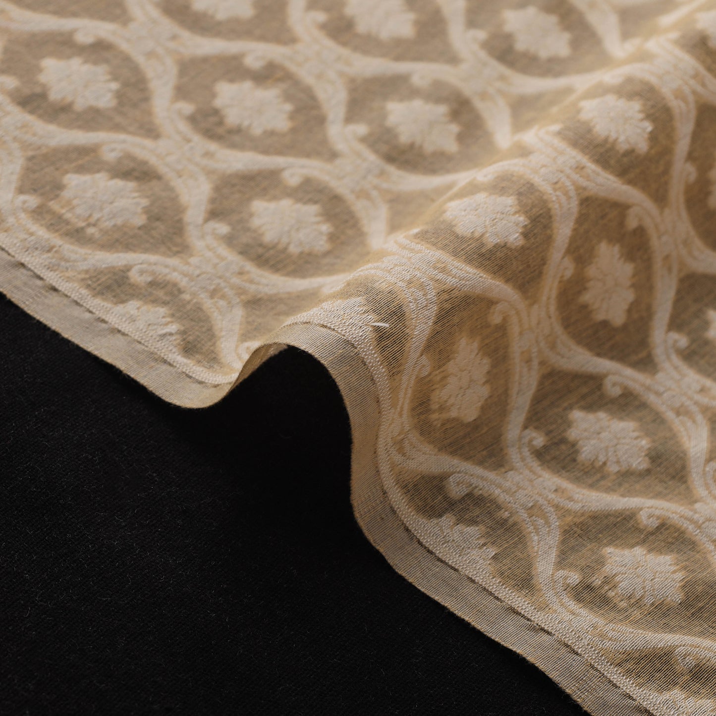 Banarasi Handwoven Cutwork Buti Cotton Fabric 12