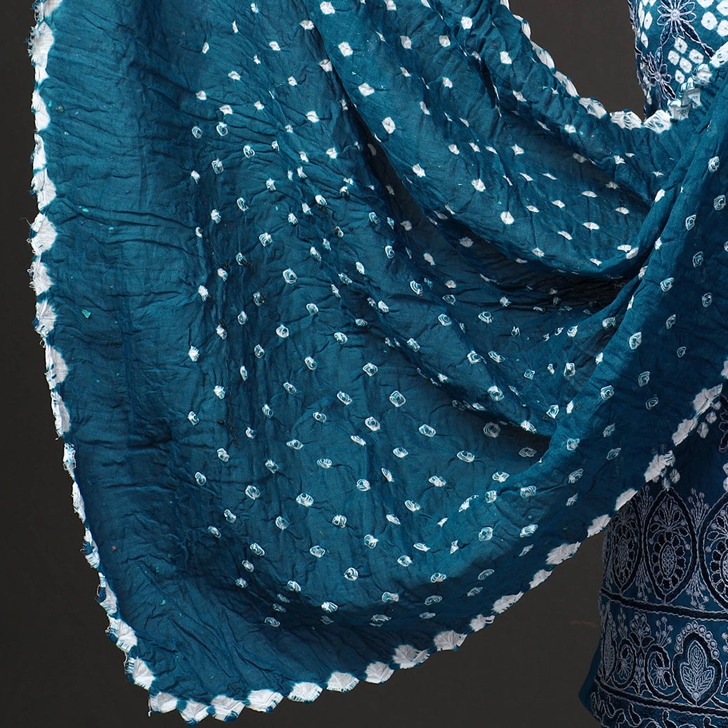 3pc Kutch Bandhani Tie-Dye Satin Cotton Suit Material Set 216