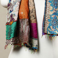 Multicolor - Reversible Patchwork Silk Bengal Kantha Stitch Stole 140