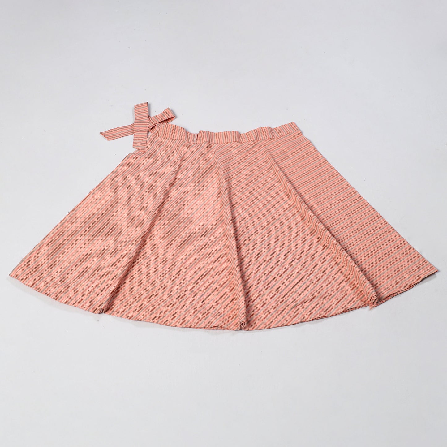 Peach - Jhiri Handloom Cotton Wrap Around Plain Skirt 04