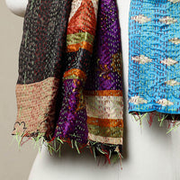 Multicolor - Reversible Patchwork Silk Bengal Kantha Stitch Stole 141