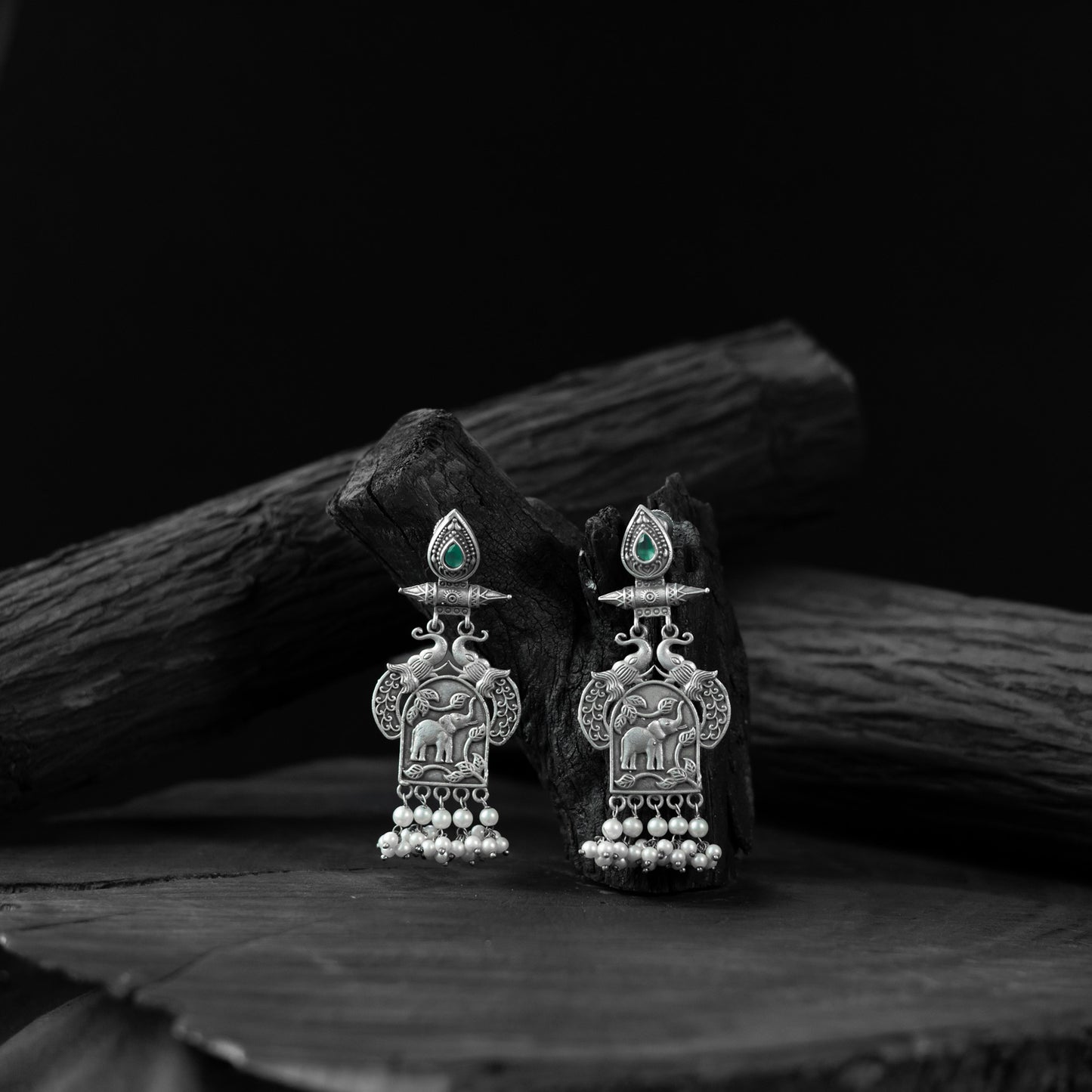 Mint green - saanjh bela leaves & elephant oxidised