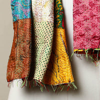 Multicolor - Reversible Patchwork Silk Bengal Kantha Stitch Stole 142