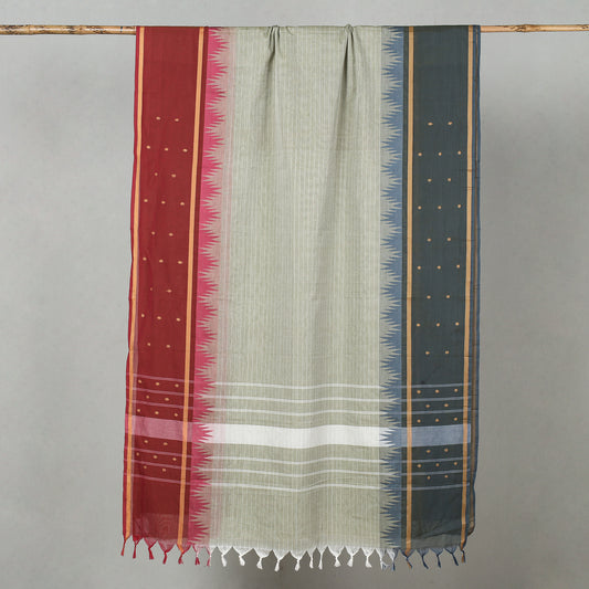 Grey - Traditional Kanchipuram Cotton Saree with Thread Border