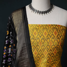 Pochampally Ikat Handwoven Pure Silk 2pc Unstitched Dress Material Kurta Set 03