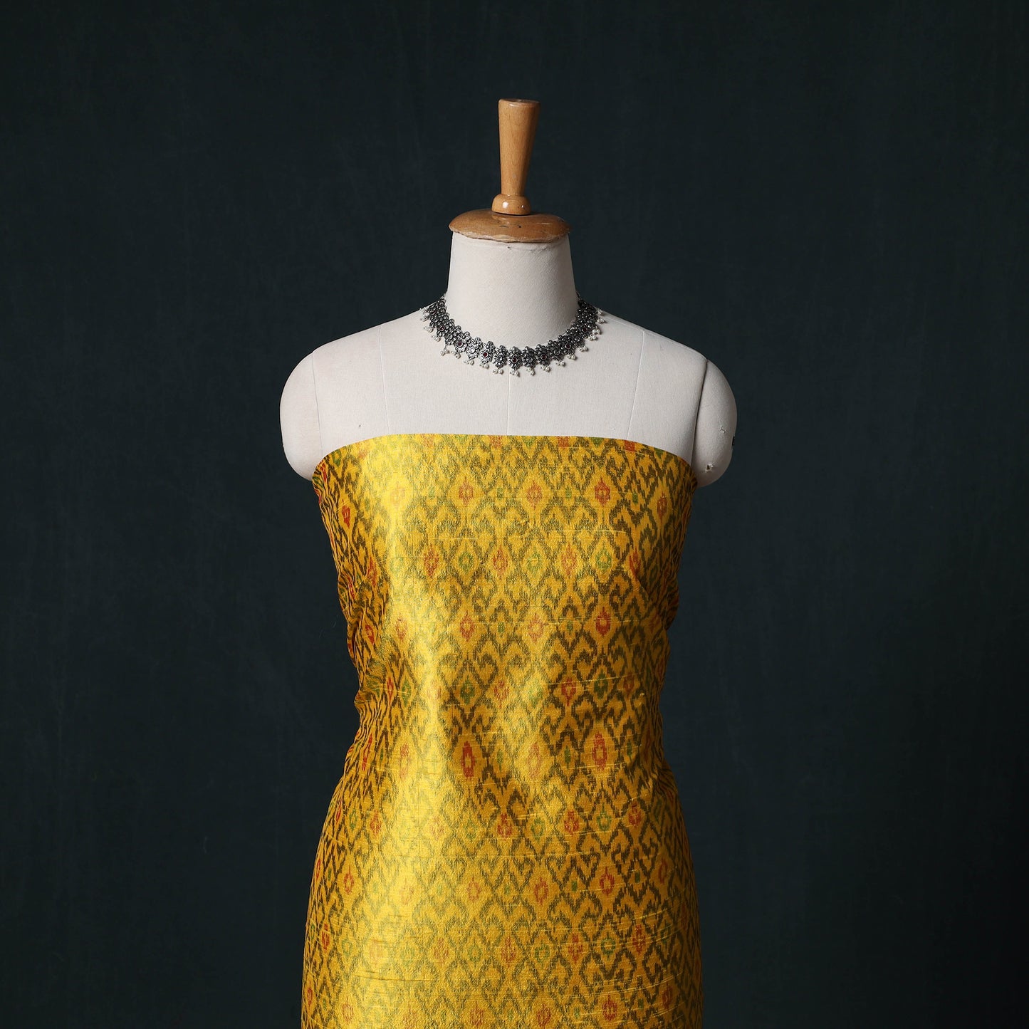 Pochampally Ikat Handwoven Pure Silk 2pc Unstitched Dress Material Kurta Set 03