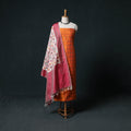 Pochampally Ikat Handwoven Pure Silk 2pc Unstitched Dress Material Kurta Set 04