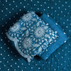3pc Kutch Bandhani Tie-Dye Satin Cotton Teal Blue Dress Material