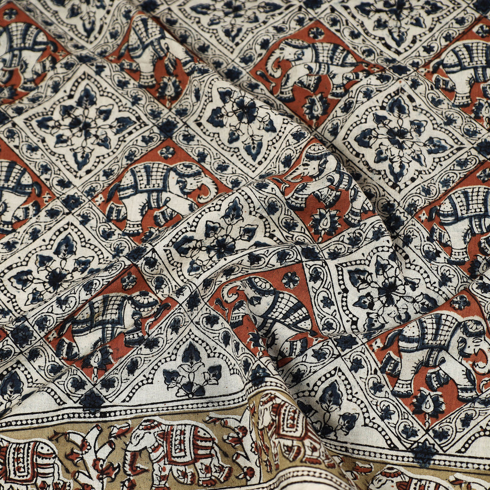 Multicolor - Pedana Kalamkari Block Printed Natural Dyed Cotton Scarf 60