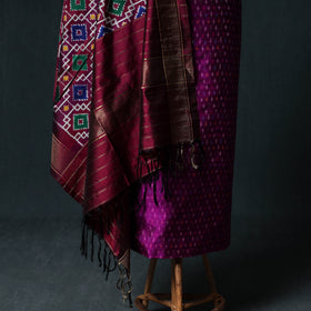 Pochampally Ikat Handwoven Pure Silk 2pc Unstitched Dress Material Kurta Set 05