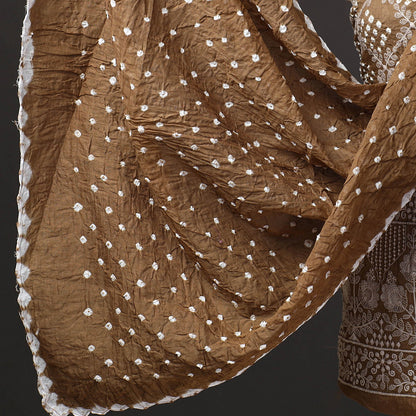 3pc Kutch Bandhani Tie-Dye Satin Cotton Suit Material Set 221