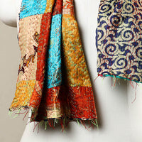 Multicolor - Reversible Patchwork Silk Bengal Kantha Stitch Stole 159