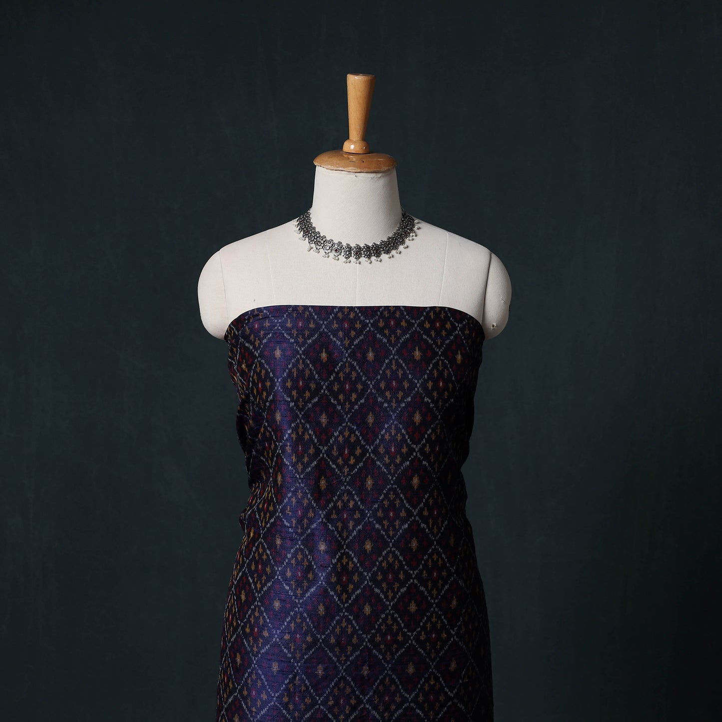 Pochampally Ikat Handwoven Pure Silk 2pc Unstitched Dress Material Kurta Set 06