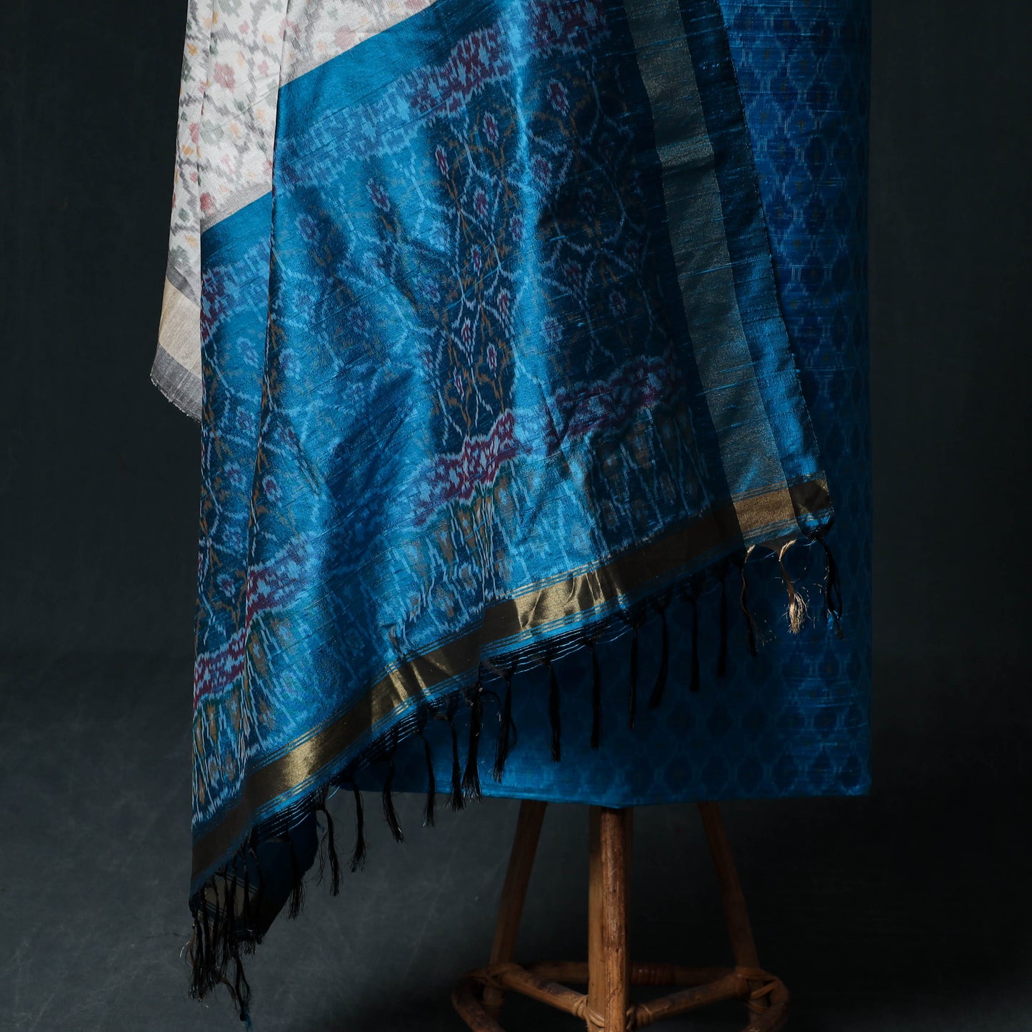 Pochampally Ikat Handwoven Pure Silk 2pc Unstitched Dress Material Kurta Set 07