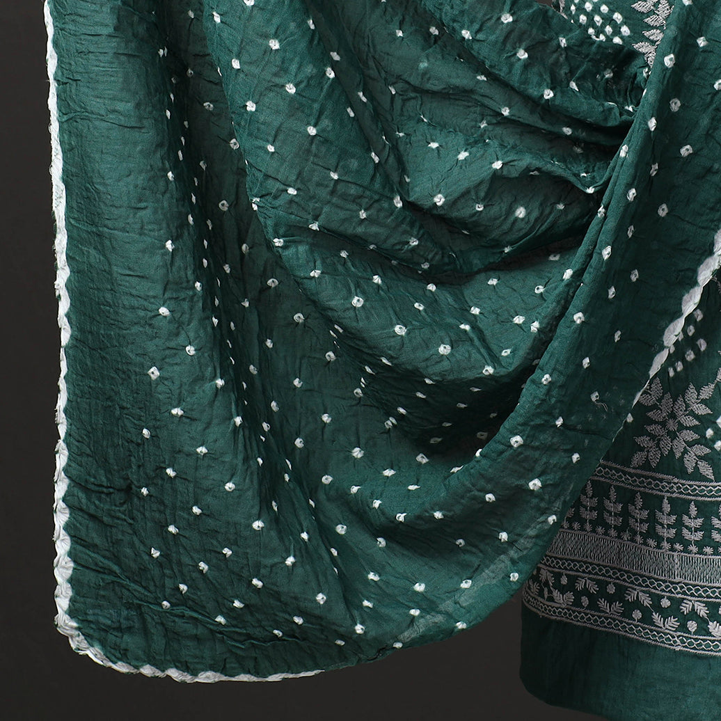3pc Kutch Bandhani Tie-Dye Satin Cotton Suit Material Set 224